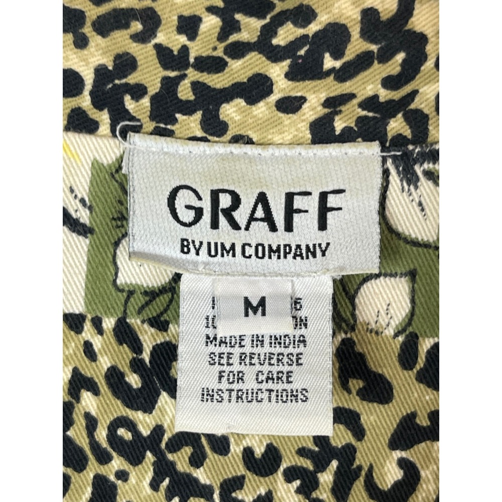 Graff Zip Front Jacket Womens Medium Multi Color Floral Leopard Cotton - Picture 7 of 13